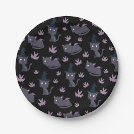 Halloween Cat en Bat Pattern Papieren Bordje