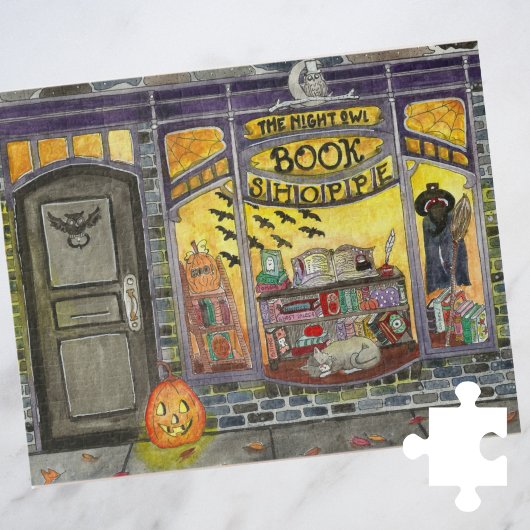 Halloween Cat en Book Shop Legpuzzel