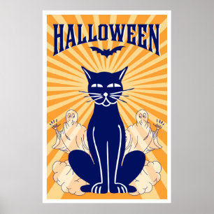 Halloween Cat en Ghosts Poster