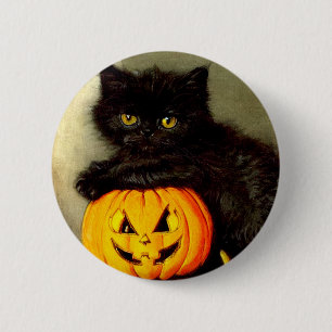 Halloween Cat en Jack-o’-lantaarn Ronde Button 5,7 Cm
