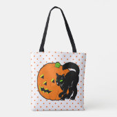  Halloween Cat en Jack O' Lantern Draagtas (Achterkant)