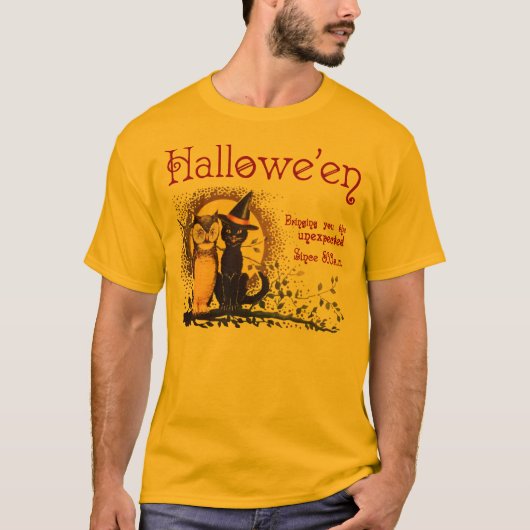 Halloween Cat en Owl Mannen Shirten T-shirt (Voorkant)