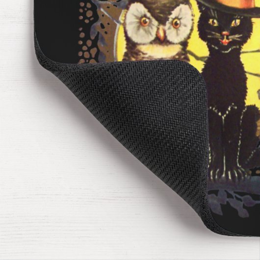 Halloween Cat en Uil Mousepad Muismat (Hoek)