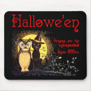 Halloween Cat en Uil Mousepad Muismat