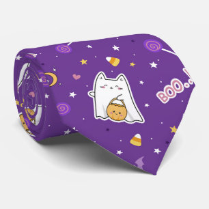 Halloween Cat Ghost Cravate