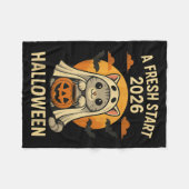 Halloween Cat Ghost Graphic - Fresh Start 2026 Fleece Deken (Voorkant (Horizontaal))
