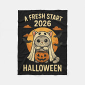 Halloween Cat Ghost Graphic - Fresh Start 2026 Fleece Deken (Voorkant)