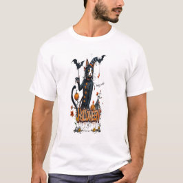 halloween cat horror art graffiti t-shirt