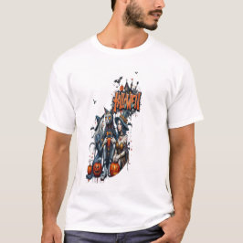 halloween cat horror art graffiti  t-shirt
