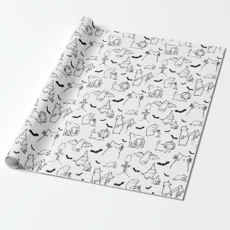 Halloween Cat Illustration Wrapping Paper Cadeaupapier