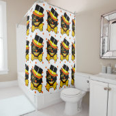  Halloween Cat in Top Hat Douchegordijn (In situ)