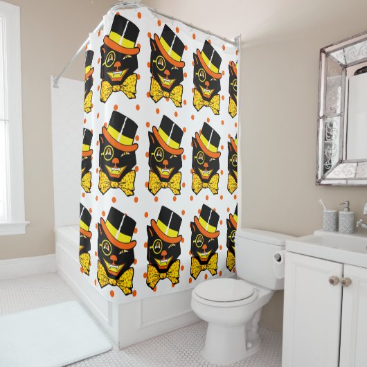 Halloween Cat in Top Hat Douchegordijn (In situ)