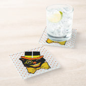  Halloween Cat in Top Hat Glazen Onderzetter (Schuin)