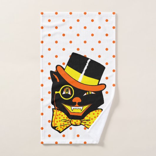  Halloween Cat in Top Hat Handdoek (Handdoek)