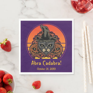 Halloween Cat in Witch Pet Abra Cadabra  Servet