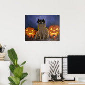 Halloween Cat Mask & Jack-o'-lantern Wall Art Poster (Thuiskantoor)