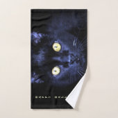 Halloween Cat noir effrayant Horreur nuit sombre (Serviette à main)