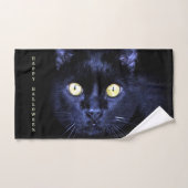Halloween Cat noir effrayant Horreur nuit sombre (Serviette à main)