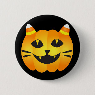 Halloween Cat-o' Lantaarn Ronde Button 5,7 Cm