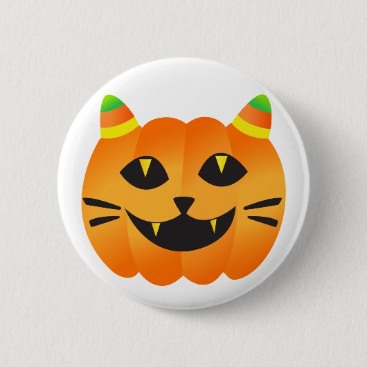 Halloween Cat-o''-Lantern Ronde Button 5,7 Cm (Voorkant)
