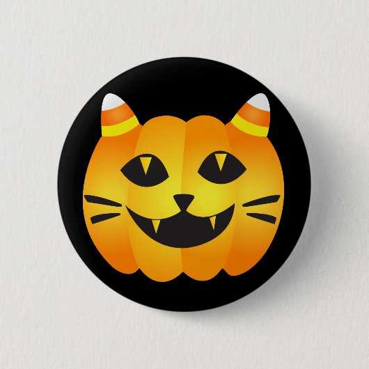 Halloween Cat-o''-Lantern Ronde Button 5,7 Cm (Voorkant)