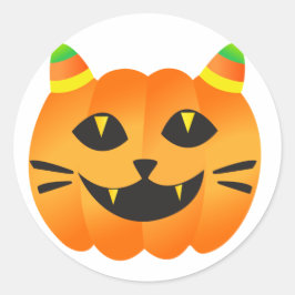 Halloween Cat-o''-Lantern Ronde Sticker