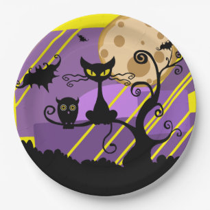 Halloween Cat & Owl Paper Bord