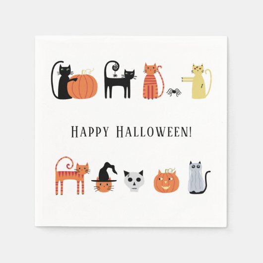 Halloween Cat Party Servet (Voorkant)