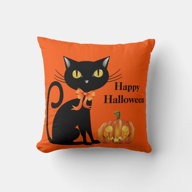Halloween Cat Pillow Kussen (Voorkant)