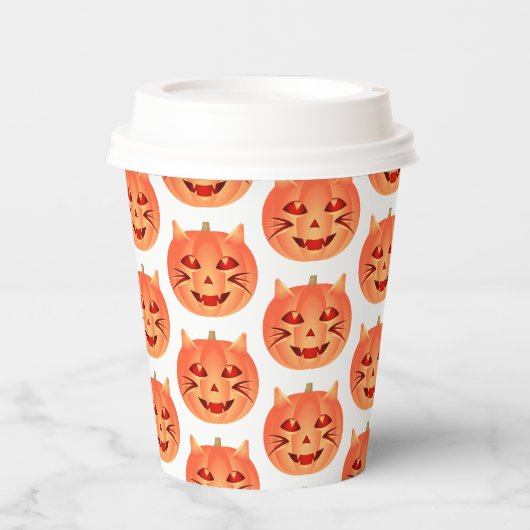 Halloween Cat Pumpkin Papieren Bekers (Voorkant)