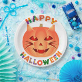 Halloween Cat Pumpkin Papieren Bordje (Feest)