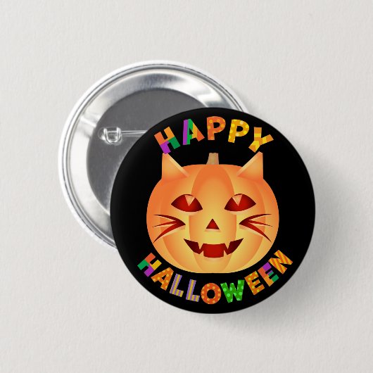 Halloween Cat Pumpkin Ronde Button 5,7 Cm (Voorkant /achterkant)