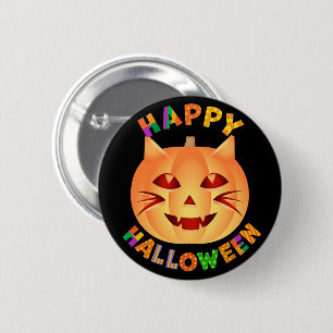 Halloween Cat Pumpkin Ronde Button 5,7 Cm