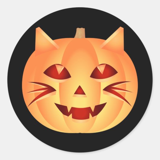 Halloween Cat Pumpkin Ronde Sticker (Voorkant)