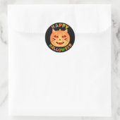 Halloween Cat Pumpkin Ronde Sticker (Tas)