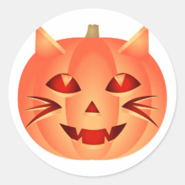 Halloween Cat Pumpkin Ronde Sticker