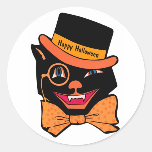 Halloween cat ronde sticker (Voorkant)