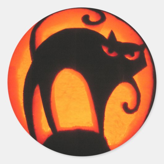 Halloween Cat Ronde Sticker (Voorkant)