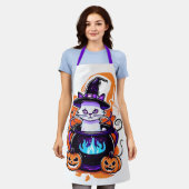 Halloween Cat Schort - Witch Cauldron Design (Gedragen)