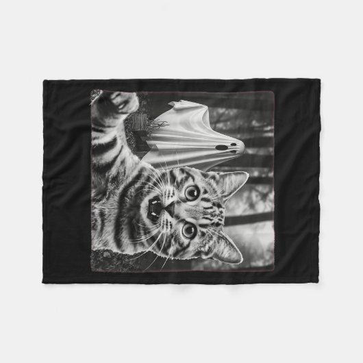 Halloween Cat Selfie With Soky Ghost Fleece Deken (Voorkant (Horizontaal))