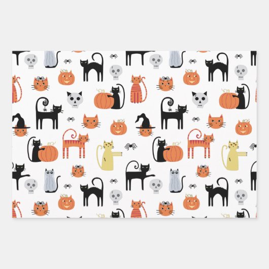 Halloween Cat Spooky Assorted Inpakpapier Vel (Voorkant)