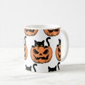 Halloween Cat Spooky Pattern Gepersonaliseerd Koffiemok (Voorkant rechts)