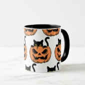  Halloween Cat Spooky Pattern Gepersonaliseerd Mok (Voorkant rechts)