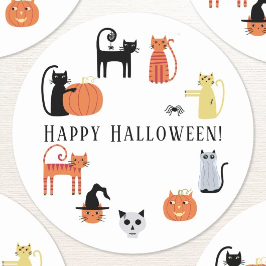 Halloween Cat Spooky Ronde Sticker