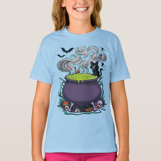 Halloween Cat - Spooky Witch zwarte kat T-shirt (Voorkant)