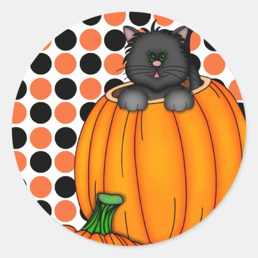 Halloween Cat T-shirts en cadeautjes Ronde Sticker (Voorkant)