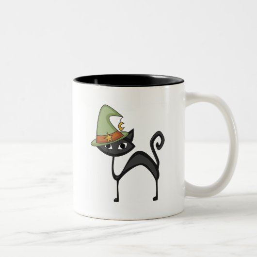 Halloween Cat T-shirts en cadeautjes Tweekleurige Koffiemok (Rechts)