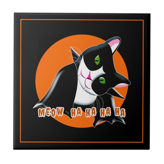 Halloween Cat Tegeltje (Voorkant)