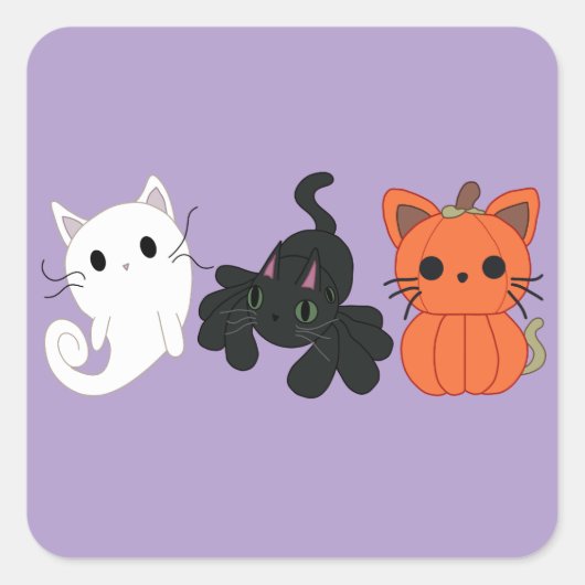 Halloween Cat Trio Vierkante Sticker (Voorkant)