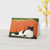 Halloween Cat Wenskaart Kaart (Gele Bloem)